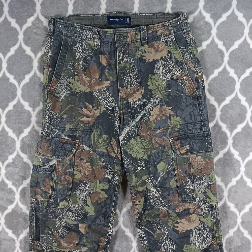 Abercrombie & Fitch Cargo Pants Mens 32x31 Camo Baggy Real Tree Utility Pockets